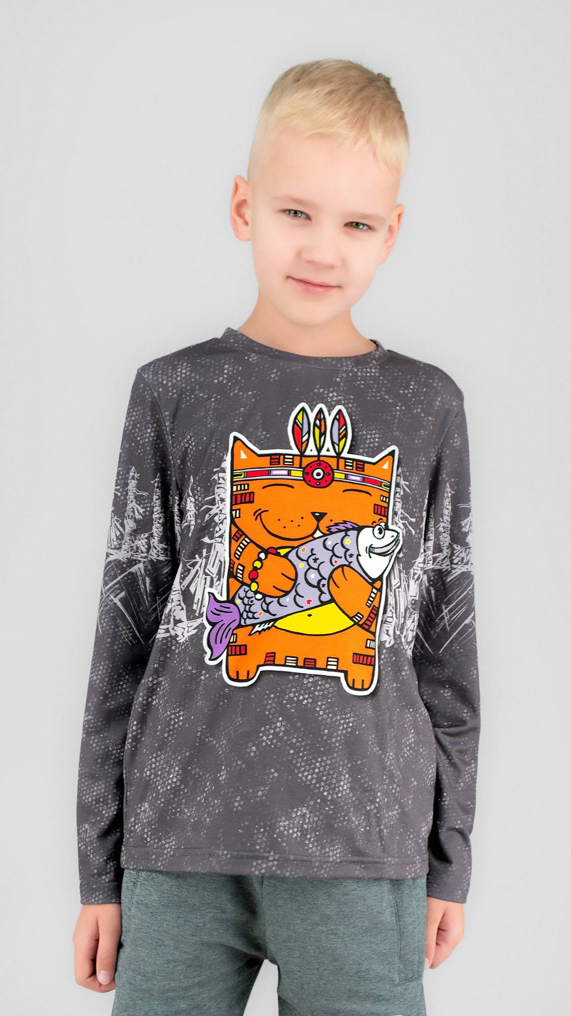 Лонгслив детский КОТОФЕЙ (серый)