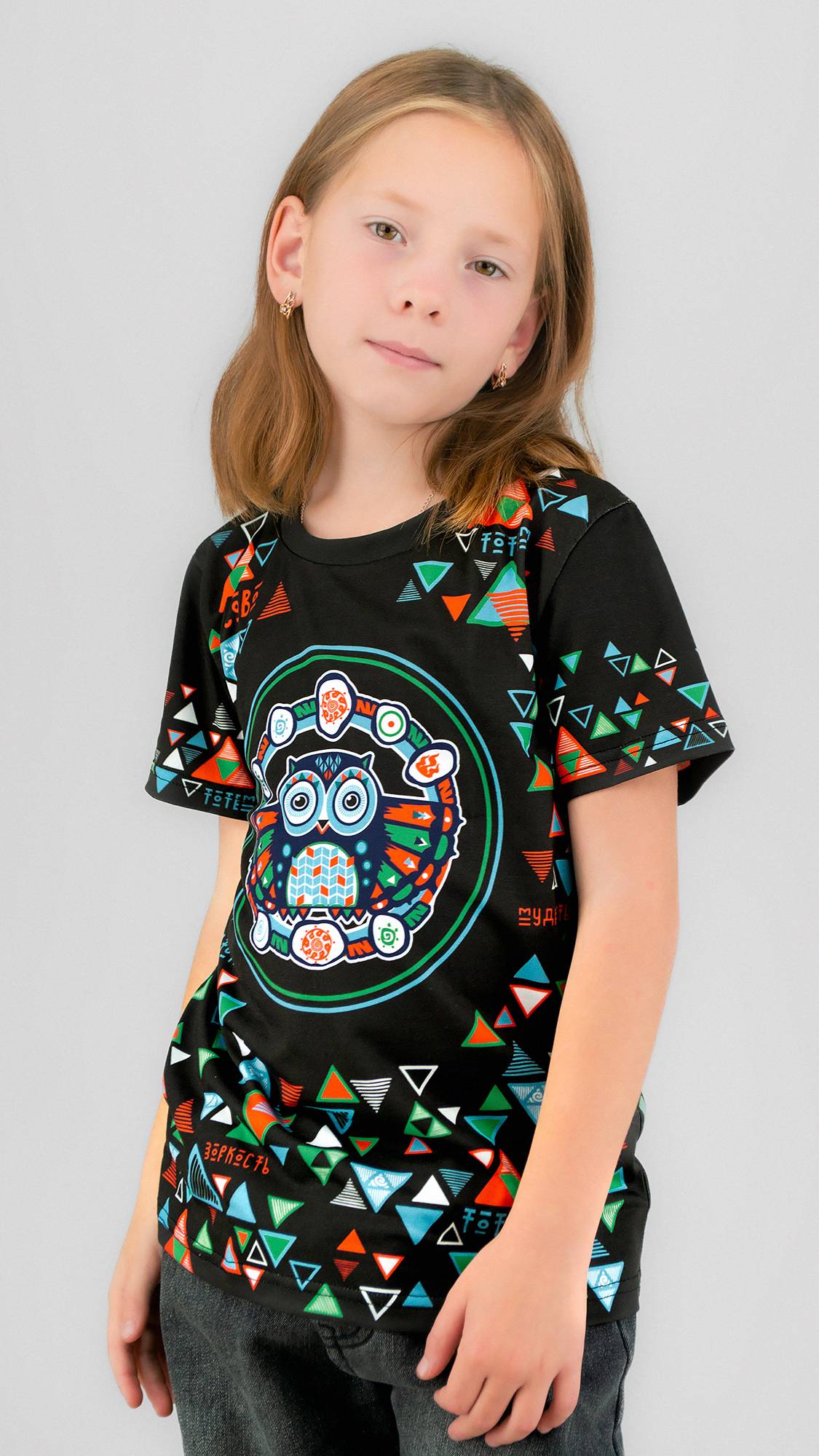Футболка детская ТОТЕМ СОВА (черная)