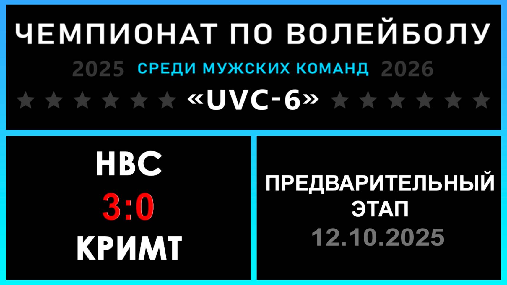 НВС - КрИМТ, UVC-6 (Мужчины) - Предварительный этап