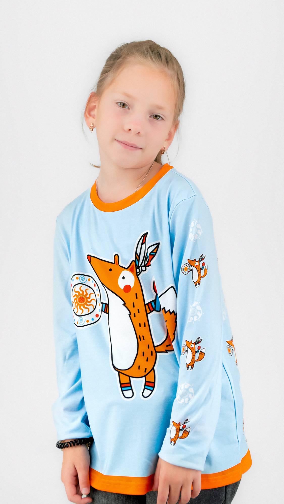 Лонгслив детский ЛИСЕНЫШ (голубой)