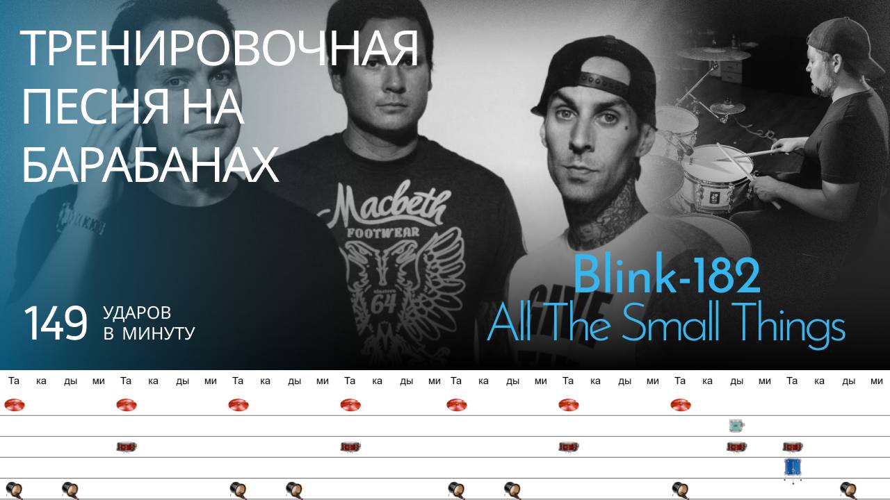 Blink-182 - All The Small Things / 149 bpm / Тренировочная песня для барабанов