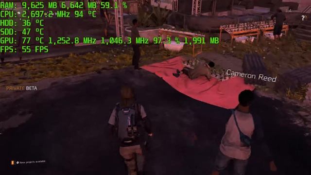 Тест ноутбука DEXP Ares E113 в игре TC The Division 2 Private Beta GTX 960M 2GB+Intel i7-4720HQ