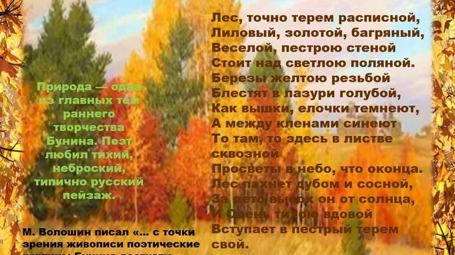 Времена года в поэзии И.А. Бунина. Авт. Польная Е.Н.