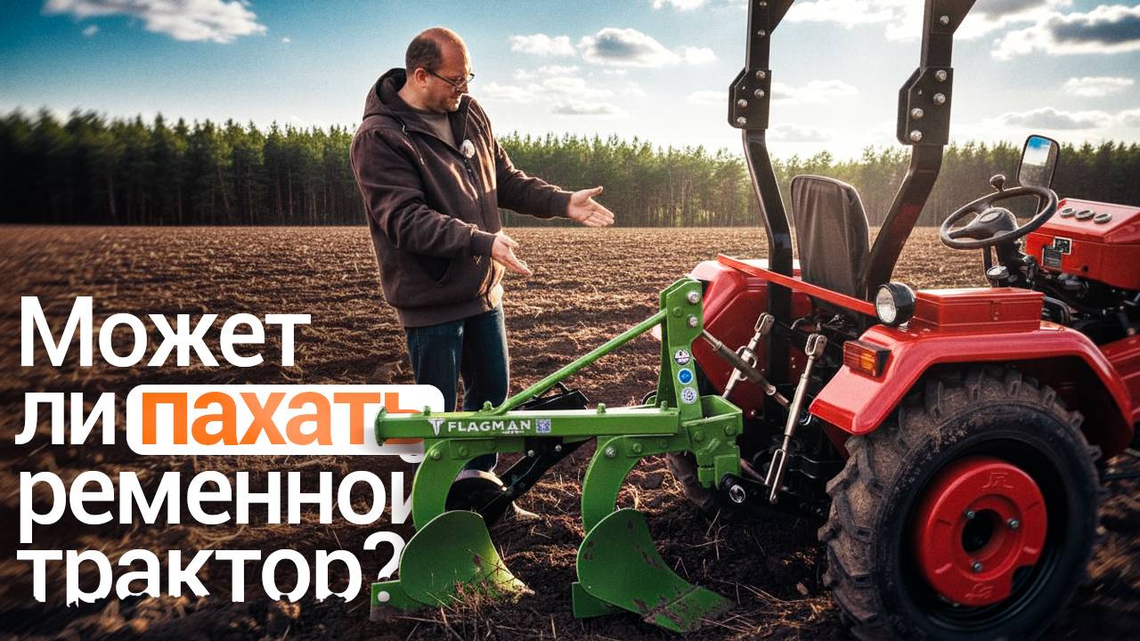 Может ли пахать ременной трактор? Shifeng 240 с двухкорпусным плугом.