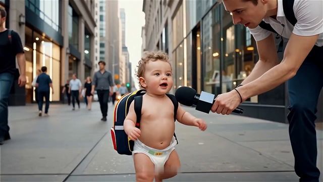 младенец спешит в школу СОЗДАН с помощью ИИ