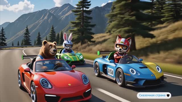 Веселые покатушки со зверушками🎉✨|Детские мультики| Мультики для детей😊