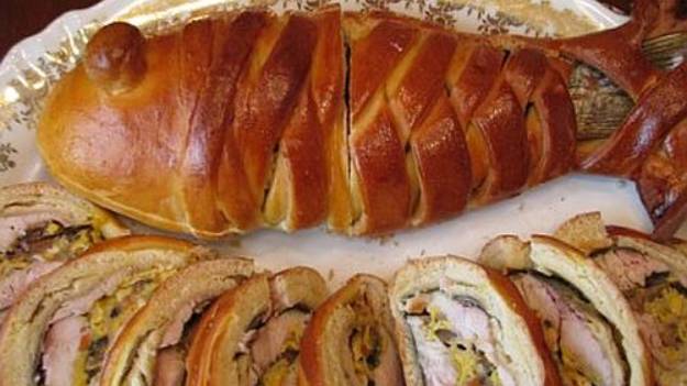 Рыбник с грибами и сыром