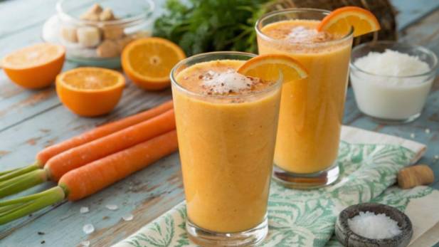 Коктейль с апельсиновым и морковным соком.