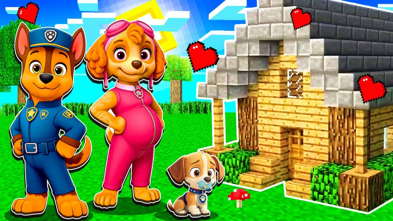 😭СКАЙ БЕРЕМЕННА от ГОНЩИКА! Я ИМ ПОСТРОИЛА ДОМ в МАЙНКРАФТ ЩЕНЯЧИЙ ПАТРУЛЬ PAW PATROL МУЛЬТИК