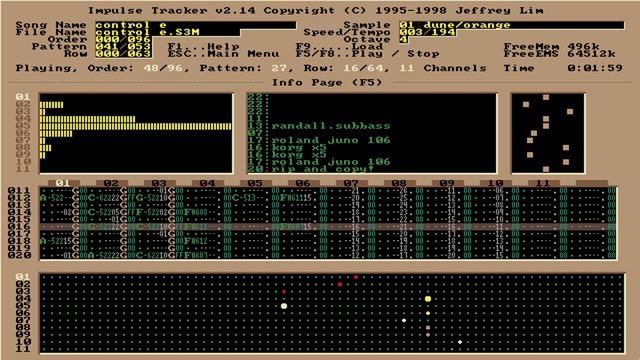 Screamtracker music. Dune & Orange. Ctrl-E.