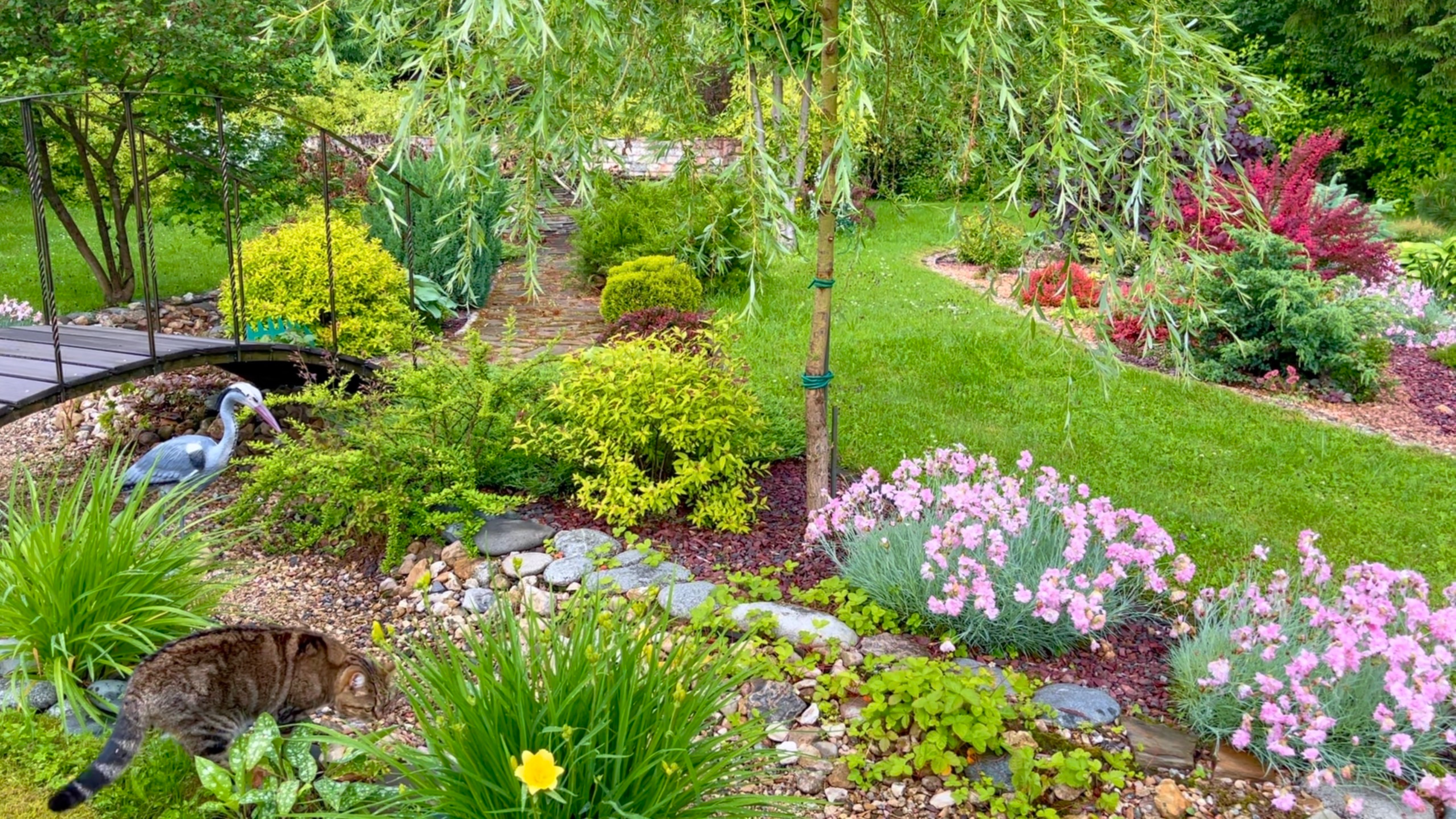 Ручей, дорожка и площадка с кострищем. Декоративность и функциональность.