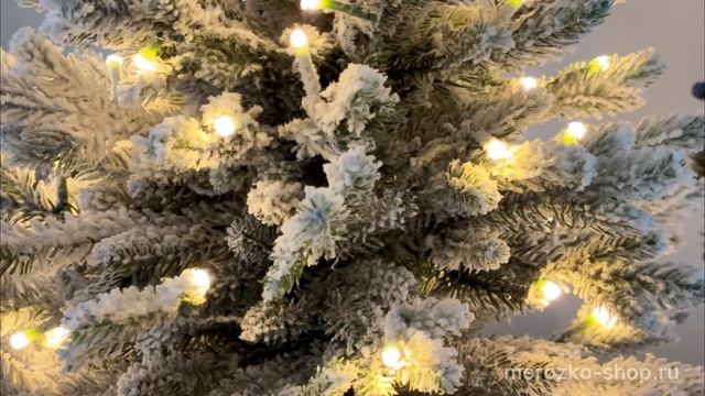 Ёлка с гирляндой БРИГЕЛЬС заснеженная 60 см, 50 теплых белых LED ламп, ЛИТАЯ 100%, 1000905