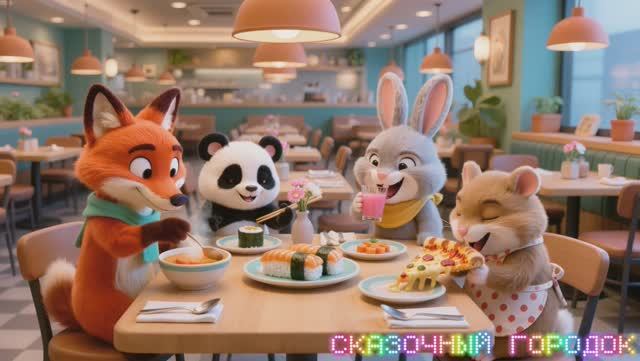 Веселые животные в ресторане 🥗🍕 Мультик для детей 🙂