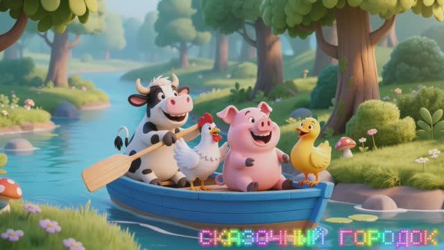 Весёлые животные плывут на лодке🌊  Мультик для детей 😛