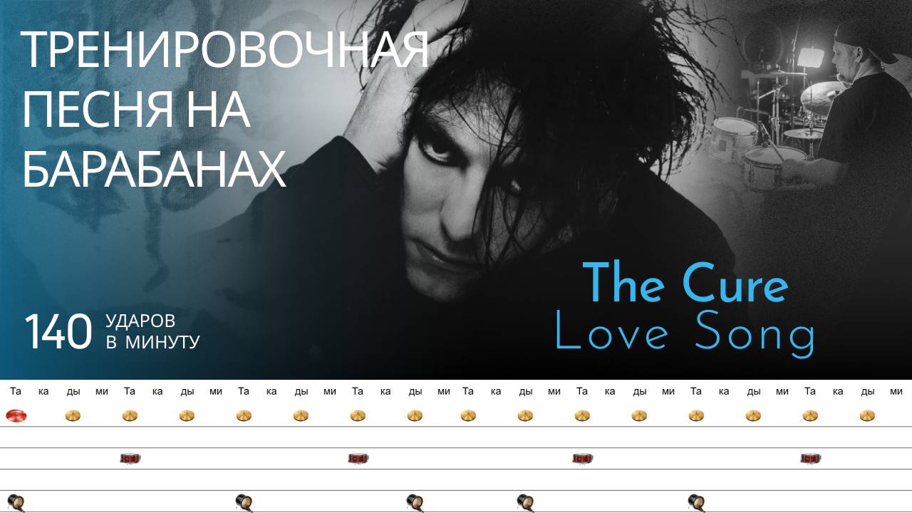 The Cure - Love Song / 140 bpm / Тренировочная песня для барабанов