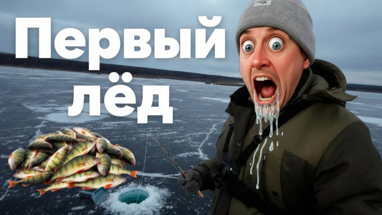 Первый лёд. Зимняя рыбалка. Рыбалка на окуня. fishing