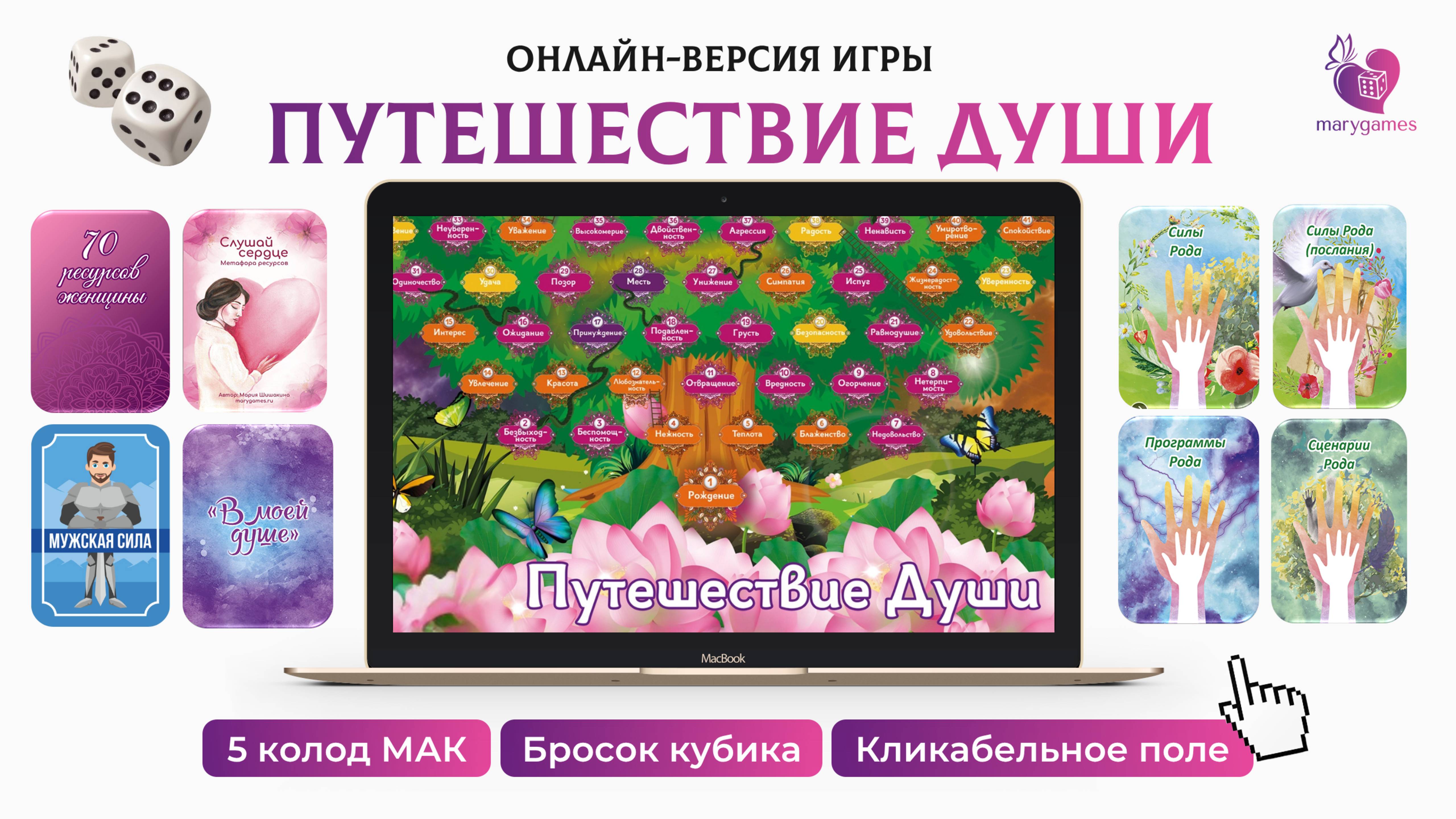 Интерактивная-игра презентация "Путешествие души" с выбором 5 колод МАК для работы в онлайн