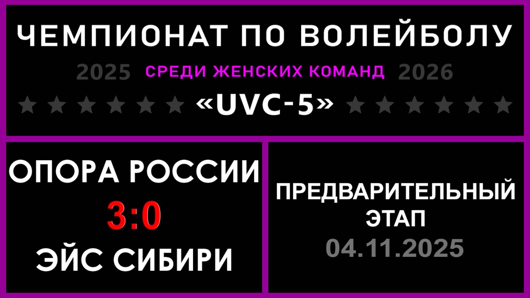 Опора России - Эйс Сибири, UVC-5 (Девушки) - Предварительный этап
