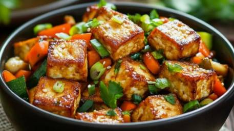 Омлет с тофу и сладким перцем.