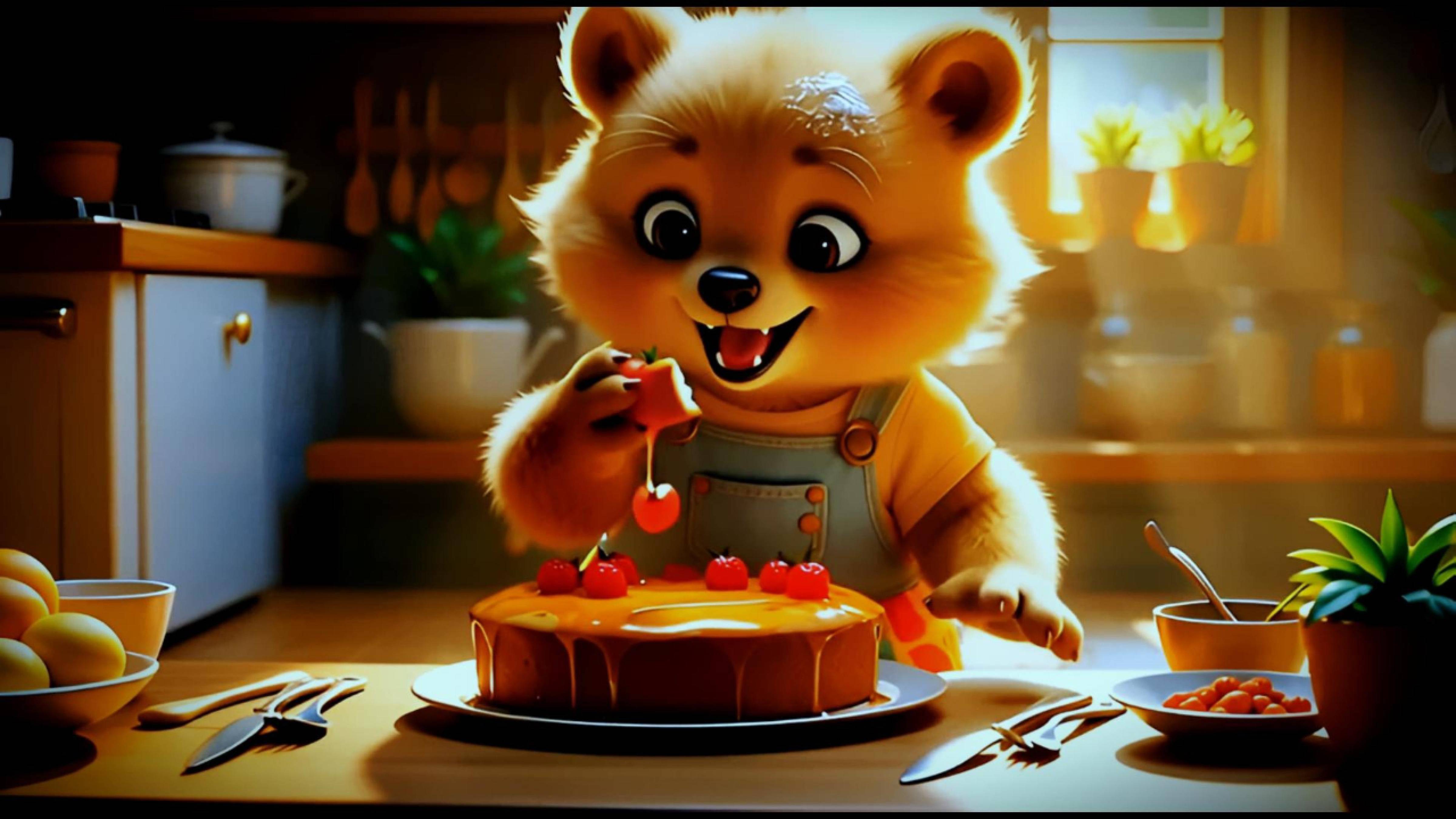 Маленький медвежонок печёт свой первый торт 🧁 | 3D анимация