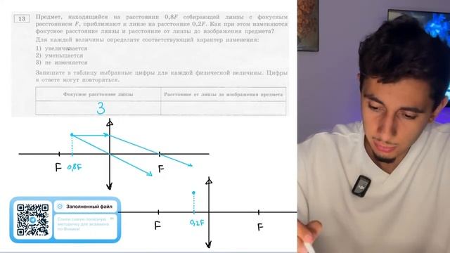 Предмет, находящийся на расстоянии 0,8 F собирающей линзы с фокусным расстоянием F, - №20651