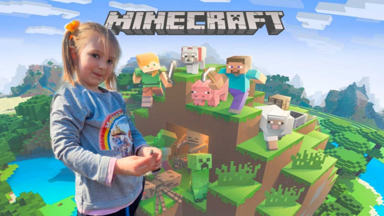Алиса играет в Minecraft