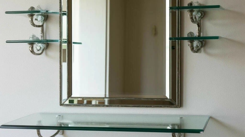 Сборка и навешивание зеркала со стеклянными полками.