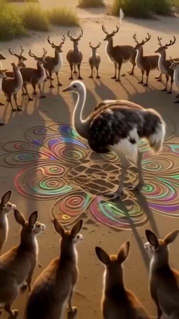 🦩🏜️ веселый страус в пустыне: он не терпит жару — он её устраивает