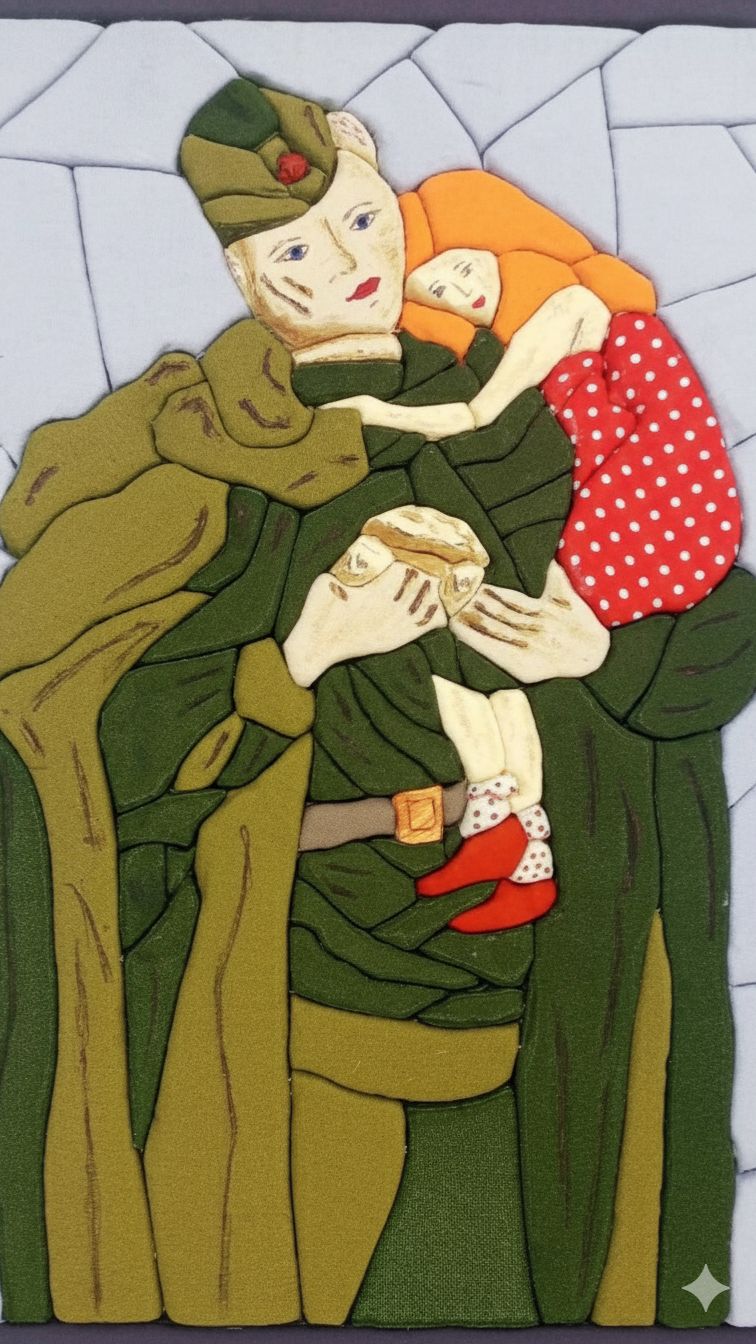 Солдат со спасенной девочкой на руках