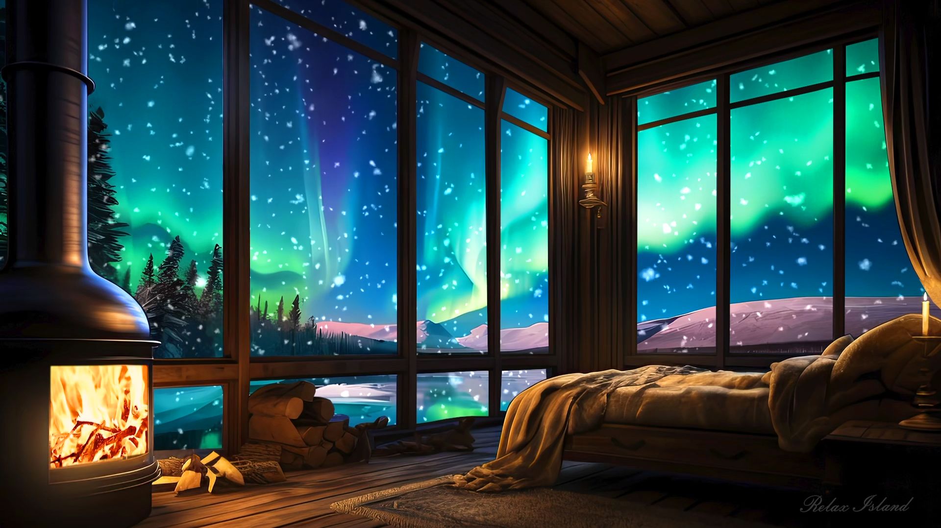 ОЧЕНЬ КРАСИВАЯ МУЗЫКА ДЛЯ ДУШИ В УЮТНОЙ СПАЛЬНЕ 🎵 УСПОКАИВАЮЩАЯ МУЗЫКА ДЛЯ СНА И ОГОНЬ В КАМИНЕ