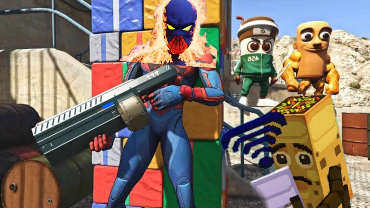 ПАУК против ТУНГ-ТУНГ САХУР БРЕЙНРОТ И МИНЬЕНОВ В ГТА 5