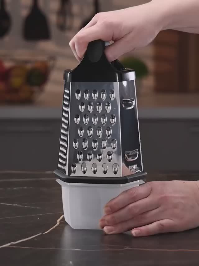 Терка шестигранная GR-002-8 с контейнером, высота: 20см (пластик, нерж.сталь)