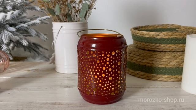 Подсвечник-фонарик ГОЧЧИ красный, металлический, 13 см, A04932140-3