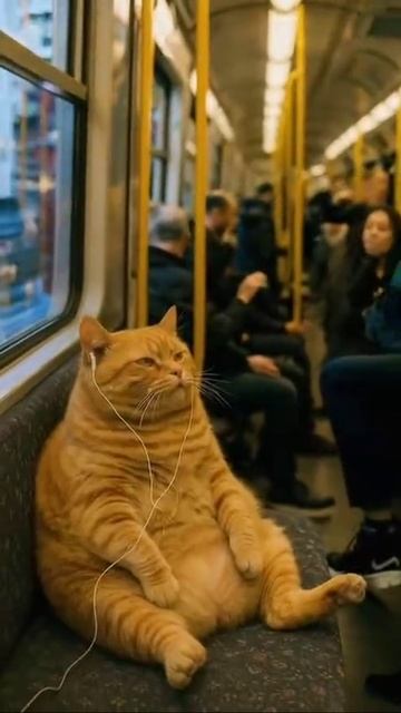 Кот в наушниках в предверии новогодних праздников