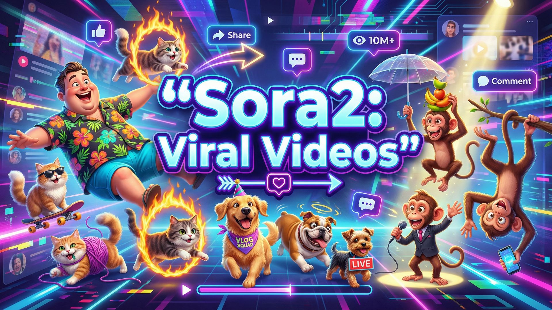 Sora2: Как Делать Вирусные Видео с Нуля (Толстяки, Коты, Собаки и Обезьяны)