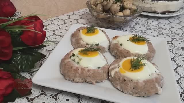 Французские КОТЛЕТЫ с ЯЙЦОМ в духовке | ШАМПИНЬОНЫ по-корейски | Ужин быстро и вкусно