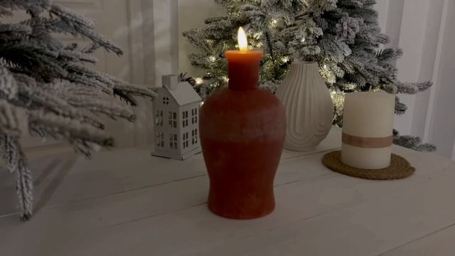 Светодиодная восковая свеча АЛЕИТ, терракотовая, тёплый белый мерцающий LED-огонь, 897845