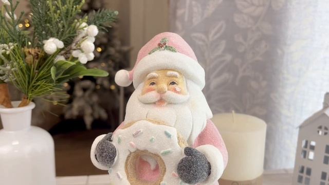 Декоративная фигура СВЕРКАЮЩИЙ САНТА, полистоун, розовый, 20 см, XNA22028821-1