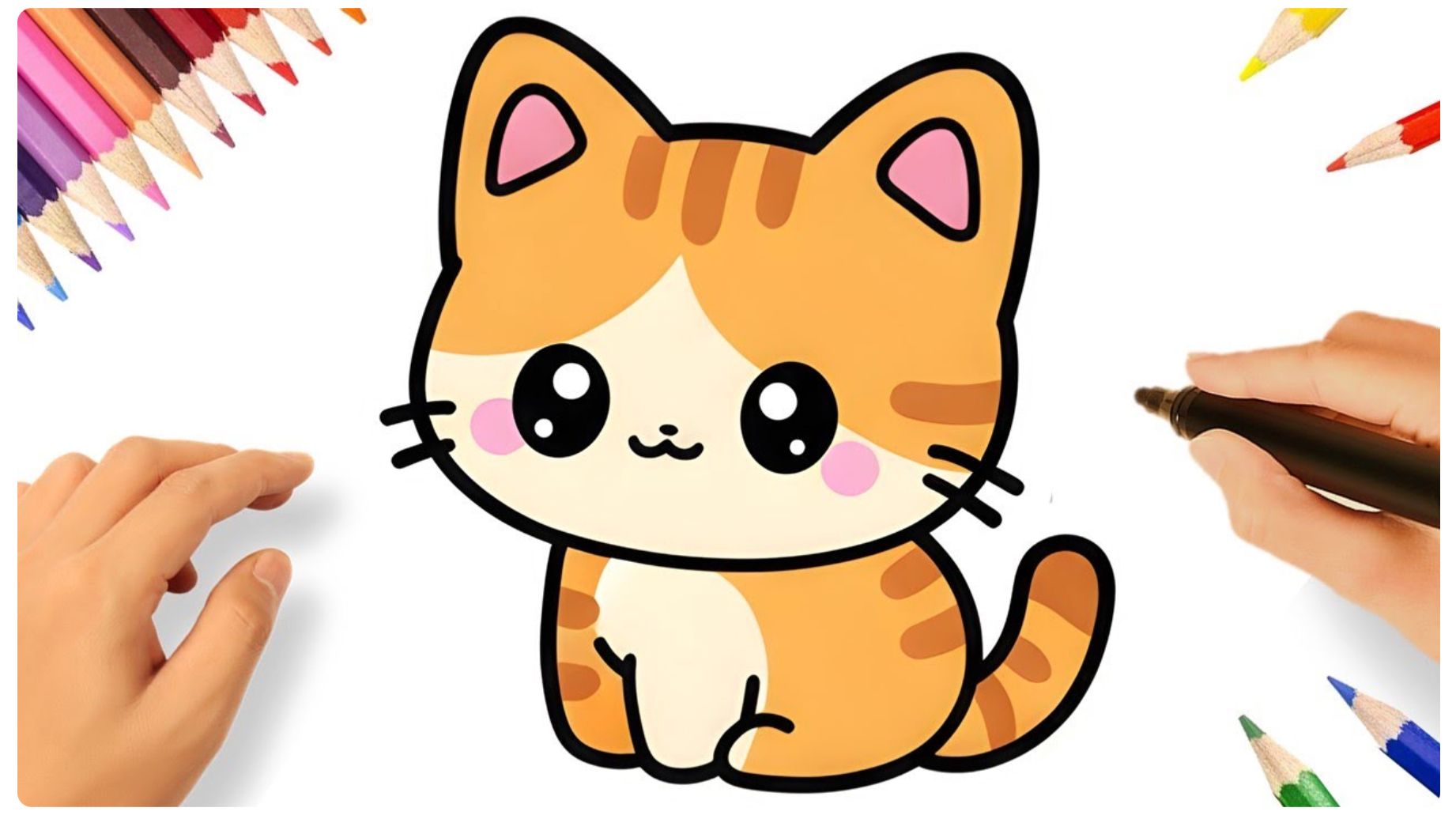 КАК НАРИСОВАТЬ ЛЕГКО КАВАИЙНОГО ОРАНЖЕВОГО КОТЕНКА 😻❤️