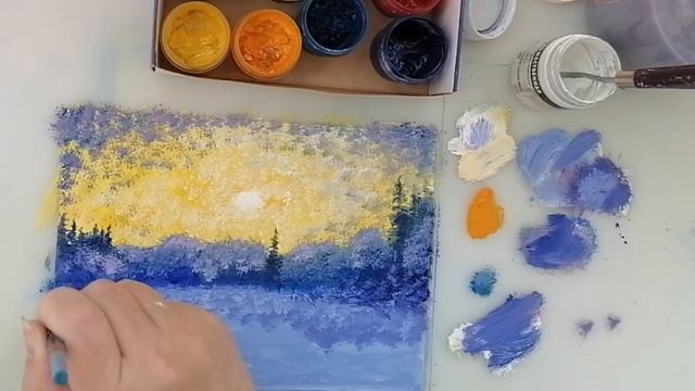 Этим способом можно нарисовать любую работу.Гуашь. Мастер-класс. Живопись.