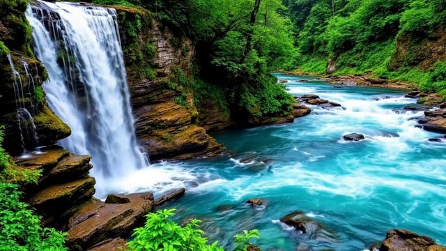 🌿💧 Спокойная лесная атмосфера с тихим течением реки для медитации перед сном и снятия стресса.