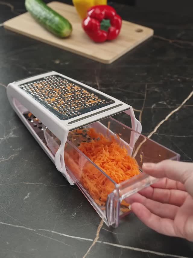Терка двугранная IDEA с контейнером, 21,5 см (нерж. сталь, пластик)
