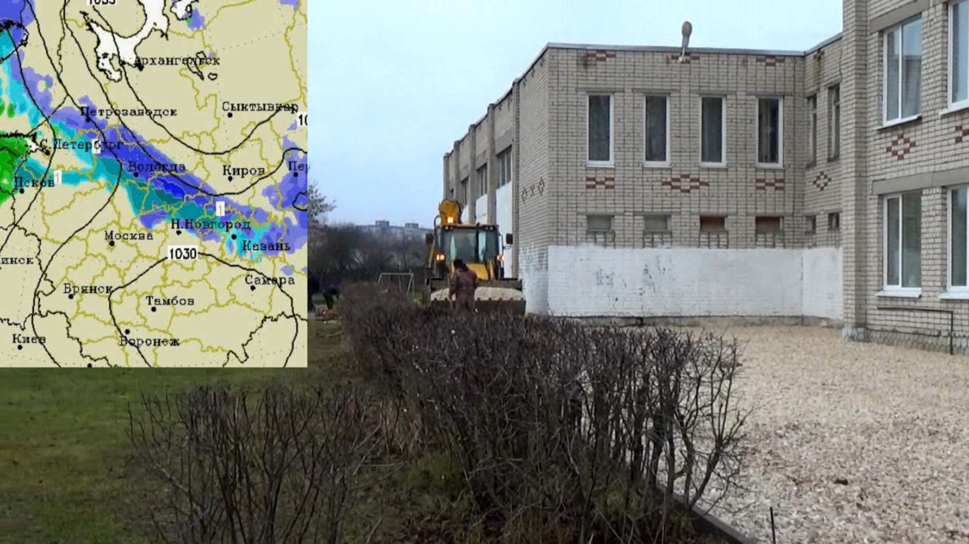 Реконструкция территории школы №6 в городе Вязники. Съемка 04.12.2025