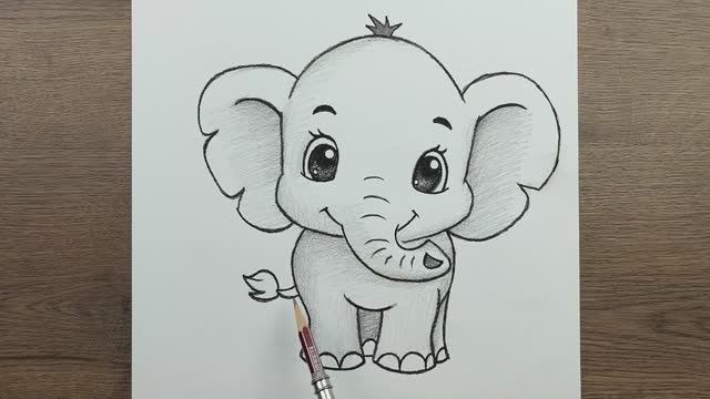 Как нарисовать Милого Слона карандашом шаг за шагом — Урок для начинающих