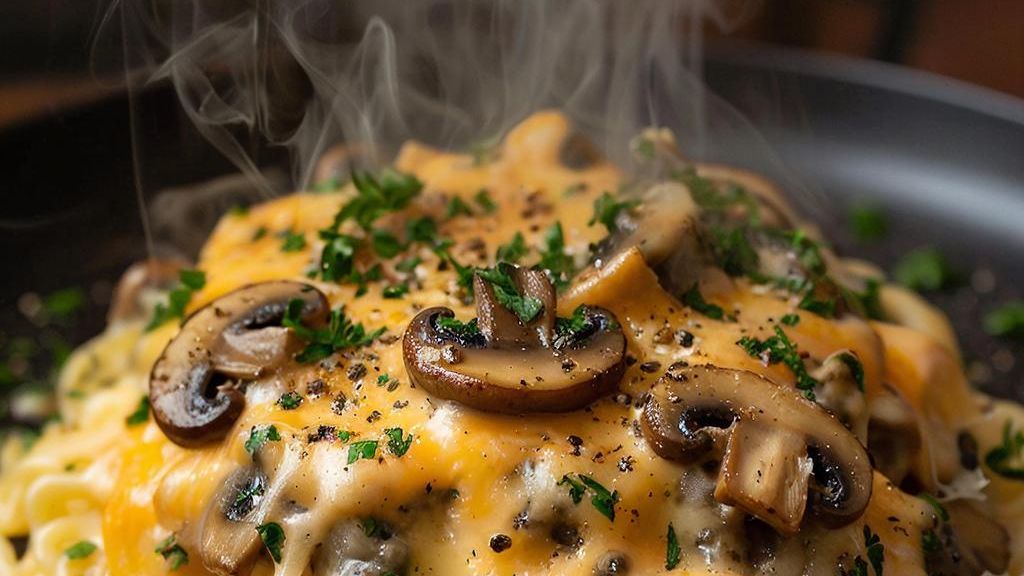 Вкуснейшие макароны с сыром и  шампиньонами