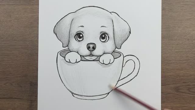 Как легко нарисовать Милую Собаку  карандашом — простые идеи рисования для начинающих