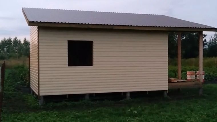 Хозблок 4х6. Навес-беседка. Обшивка фасада профлистом.