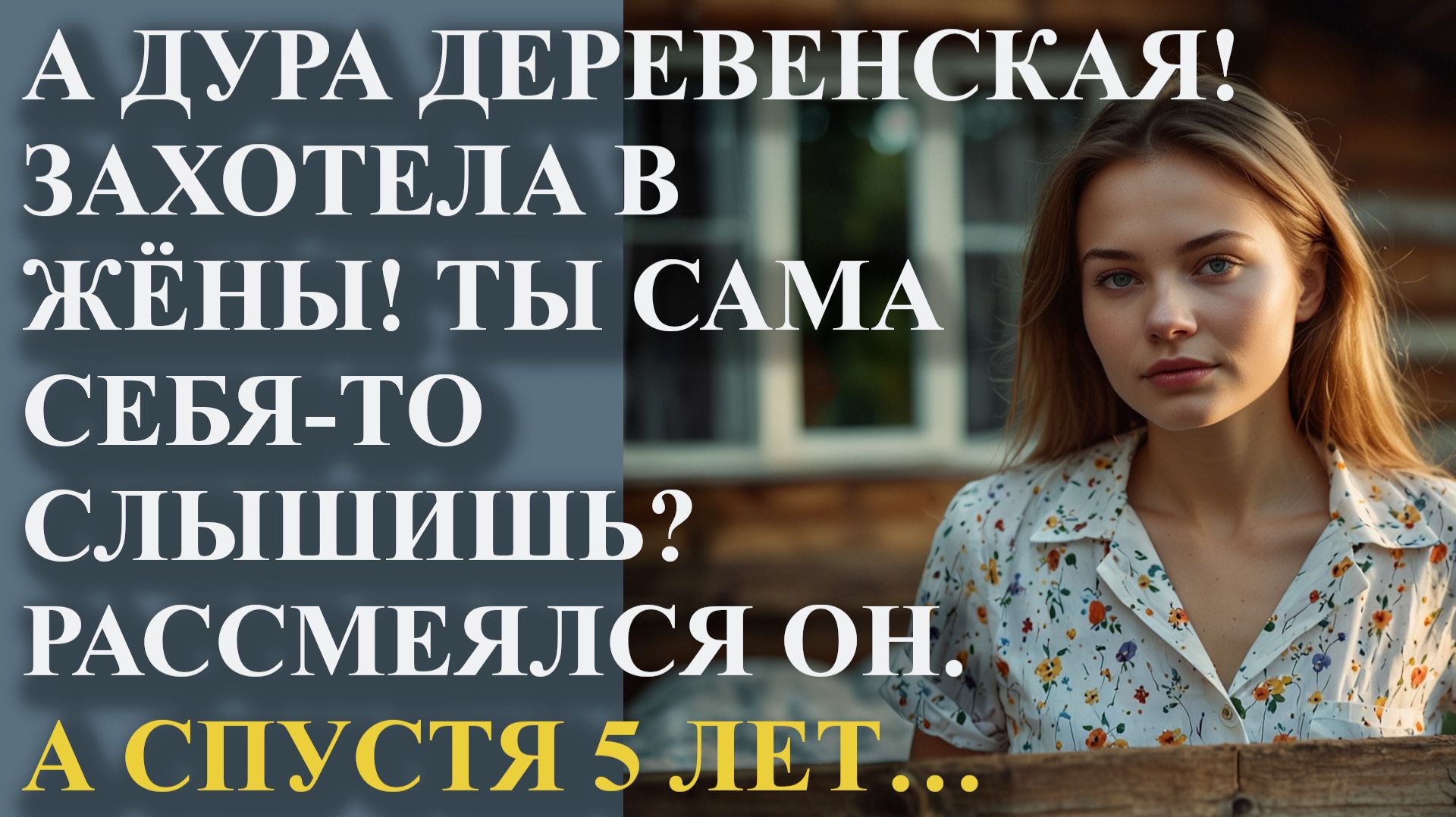 Дура деревенская! Захотела в жёны! Ты сама себя-то слышишь? Рассмеялся он. А спустя 5 лет
