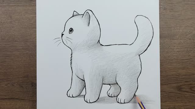 Как нарисовать простую кошку карандашом  — пошаговое руководство по рисованию для начинающих