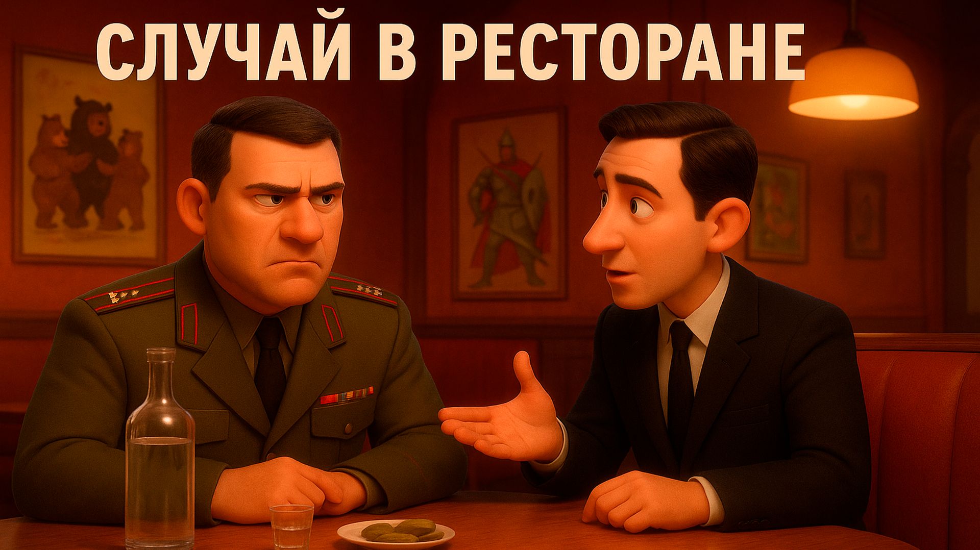 Мультфильм по песне В.С.Высоцкого «Случай в ресторане»   (Incident in the Restaurant)